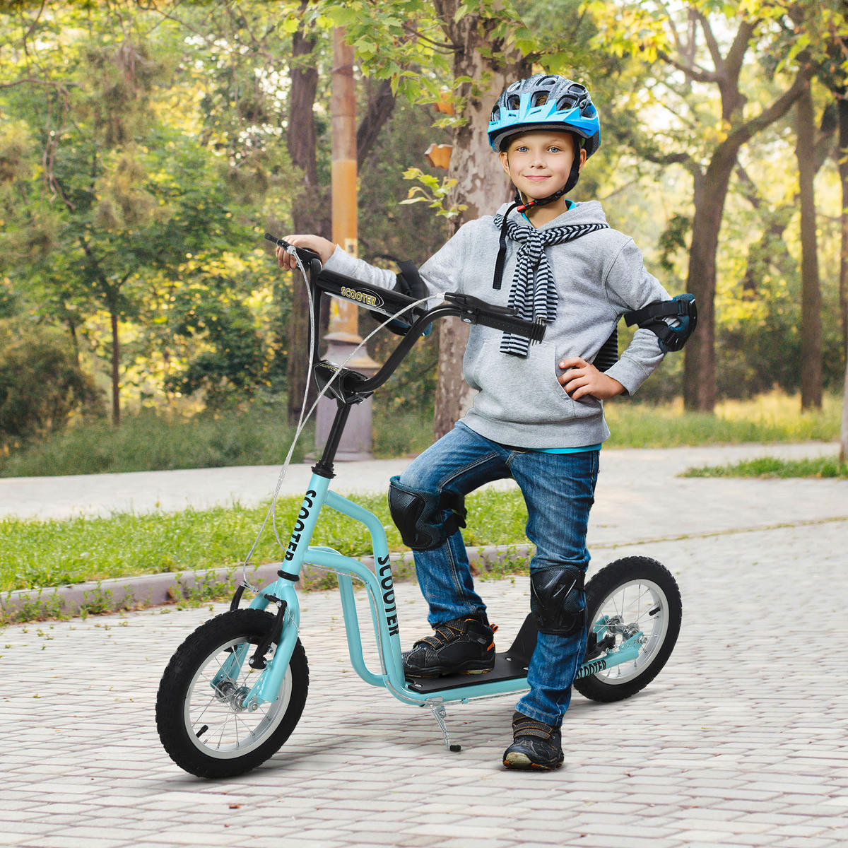 KINDERROLLER, Schwarz/Blau, Stahl+ Aluminium - Blau, Metall (120/58/80cm) - HOMCOM