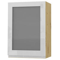 HÄNGESCHRANK Florence W2S/50 Eiche Artisan / RAL 9003 signalweiß HG 50 / 32,5 / 72cm - Türanschlag links - Weiß Hochglanz/Eiche Artisan, Holz/Holzwerkstoff (50/72/32.5cm) - Feldmann-Wohnen