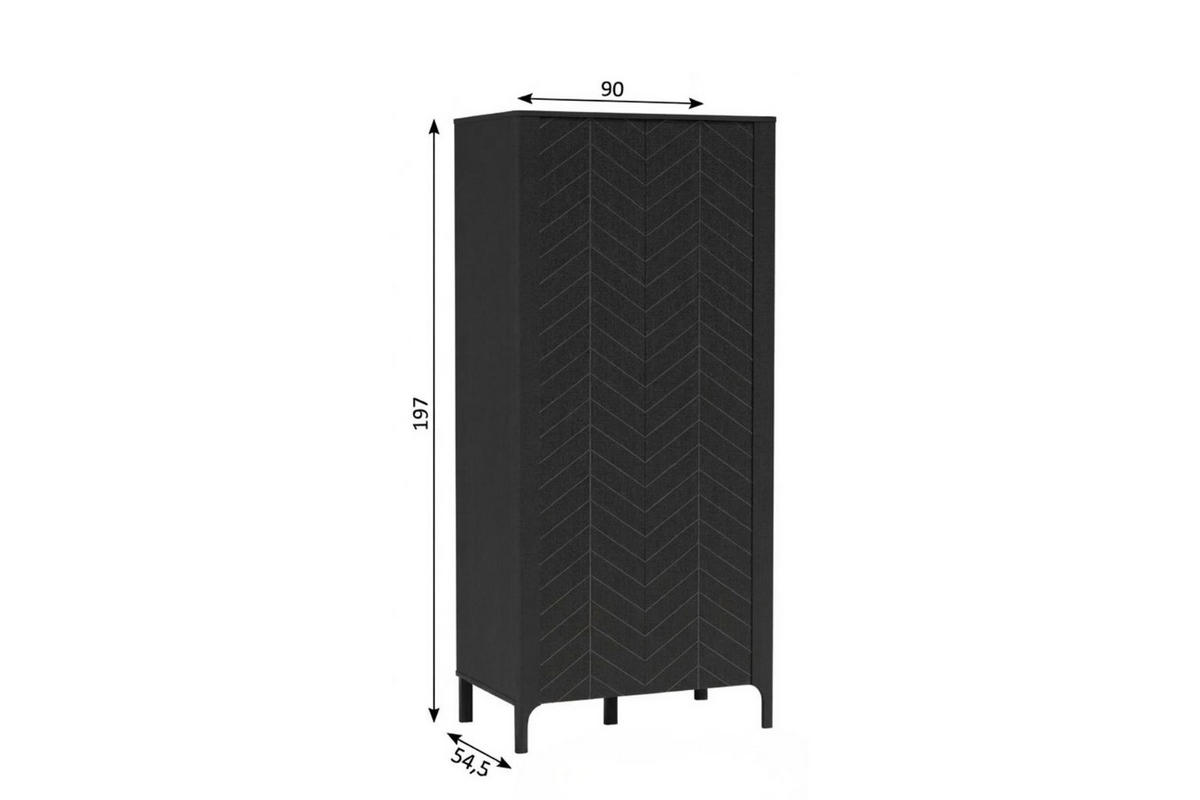 KLEIDERSCHRANK Malumi MM-7 90 x 197 x 54,5 cm Schwarz Paintflow - Schwarz, Holzwerkstoff (90/197/54.5cm)