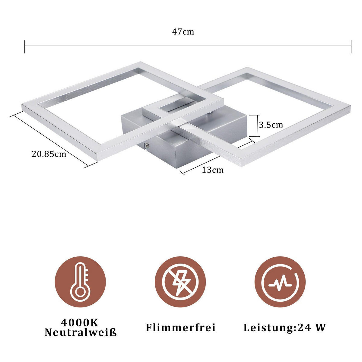 LED-DECKENLEUCHTE Luchetti 6/29.5/47cm - Goldfarben, Metall (29.5/6/47cm) - Nettlife