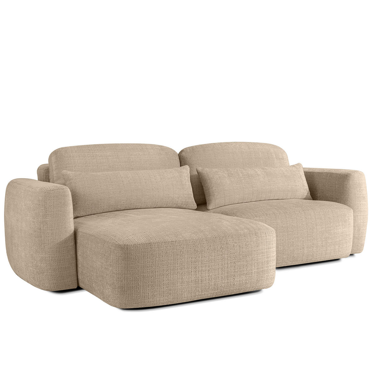 ECKSOFA links ELOSA - Beige, Holz/Textil (245/165cm) - KONSIMO®