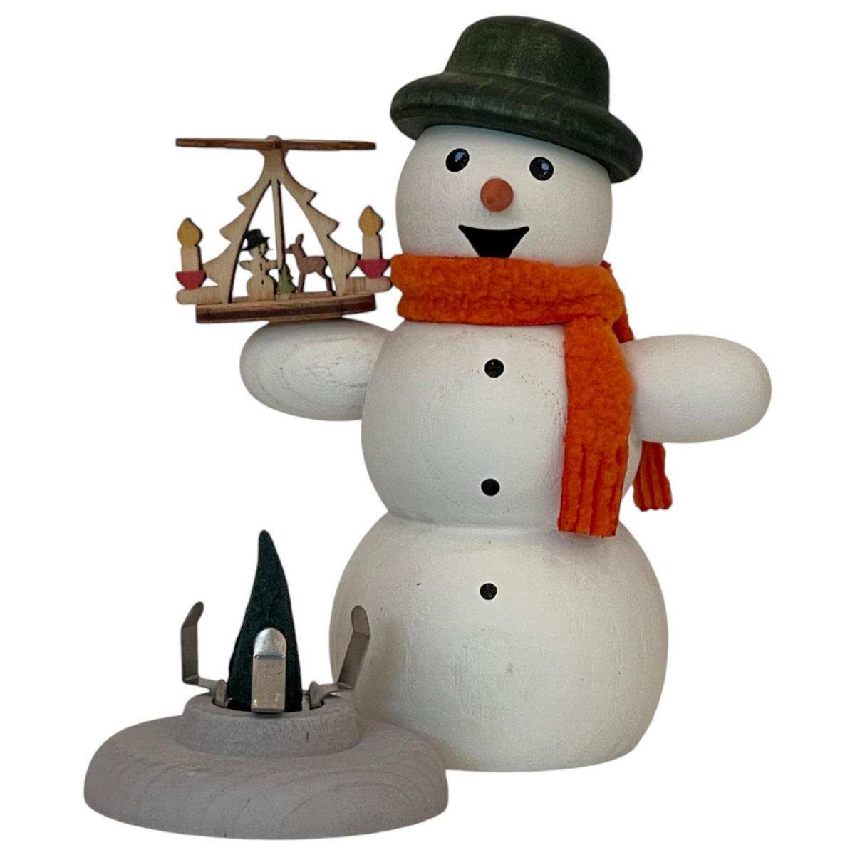 RAUCHFIGUR Schneemann Pyramide 13 cm - Multicolor, Holz (6/13/10cm)