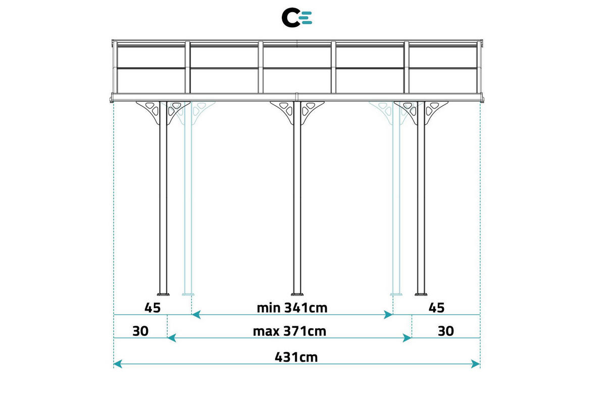 PERGOLA / CARPORT Kleo Weiß 4,5m x 3m - Weiß, Metall (435/270/300cm) - Cazeboo