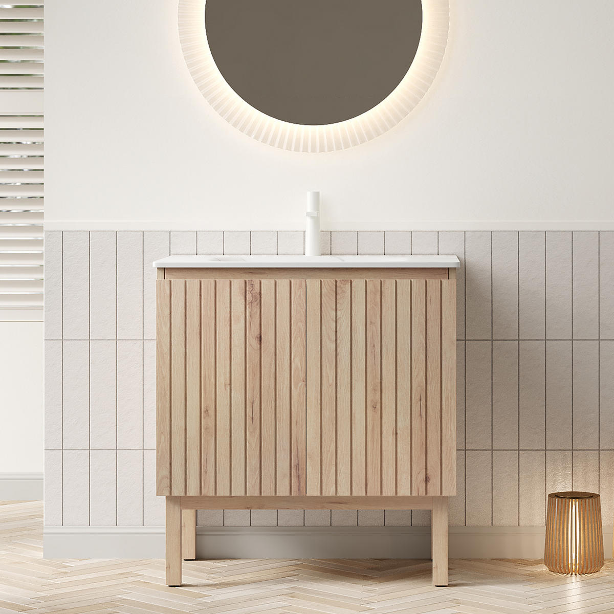 WASCHTISCH Eichefarben/Weiß 80.5/46.5/86.5 cm - Weiß, Holz (80.5/86.5/46.5cm) - PANGIVO