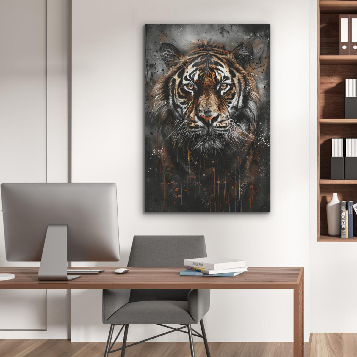 AKUSTIKBILD Tiger - Tiere - Porträt - Luxus - Schwarz Wanddeko 60x90 cm - Braun, Kunststoff (60/90/0.9cm) - MuchoWow