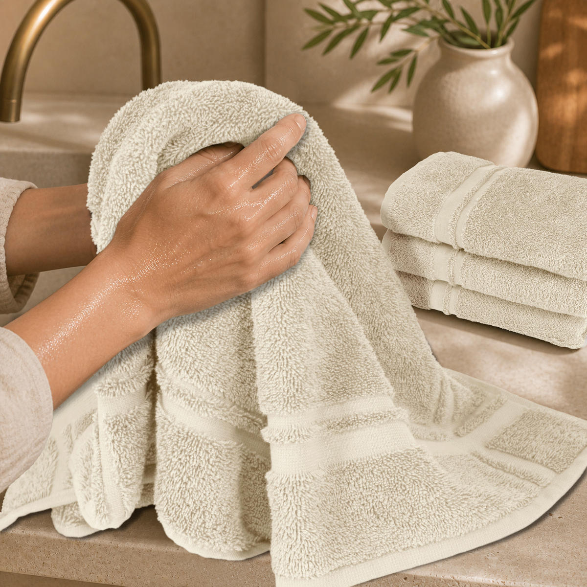 FROTTEE Küchenhandtücher 50x50 cm, 4er Set, Natur - Naturfarben, Textil (50/50cm) - Lashuma