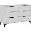 KOMMODE Home mit 6 Schubladen, 120 cm, mit Griffen, Weiß - Schwarz/Weiß, Holzwerkstoff (120/80/40cm) - Beautysofa