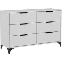 KOMMODE Home mit 6 Schubladen, 120 cm, mit Griffen, Weiß - Schwarz/Weiß, Holzwerkstoff (120/80/40cm) - Beautysofa