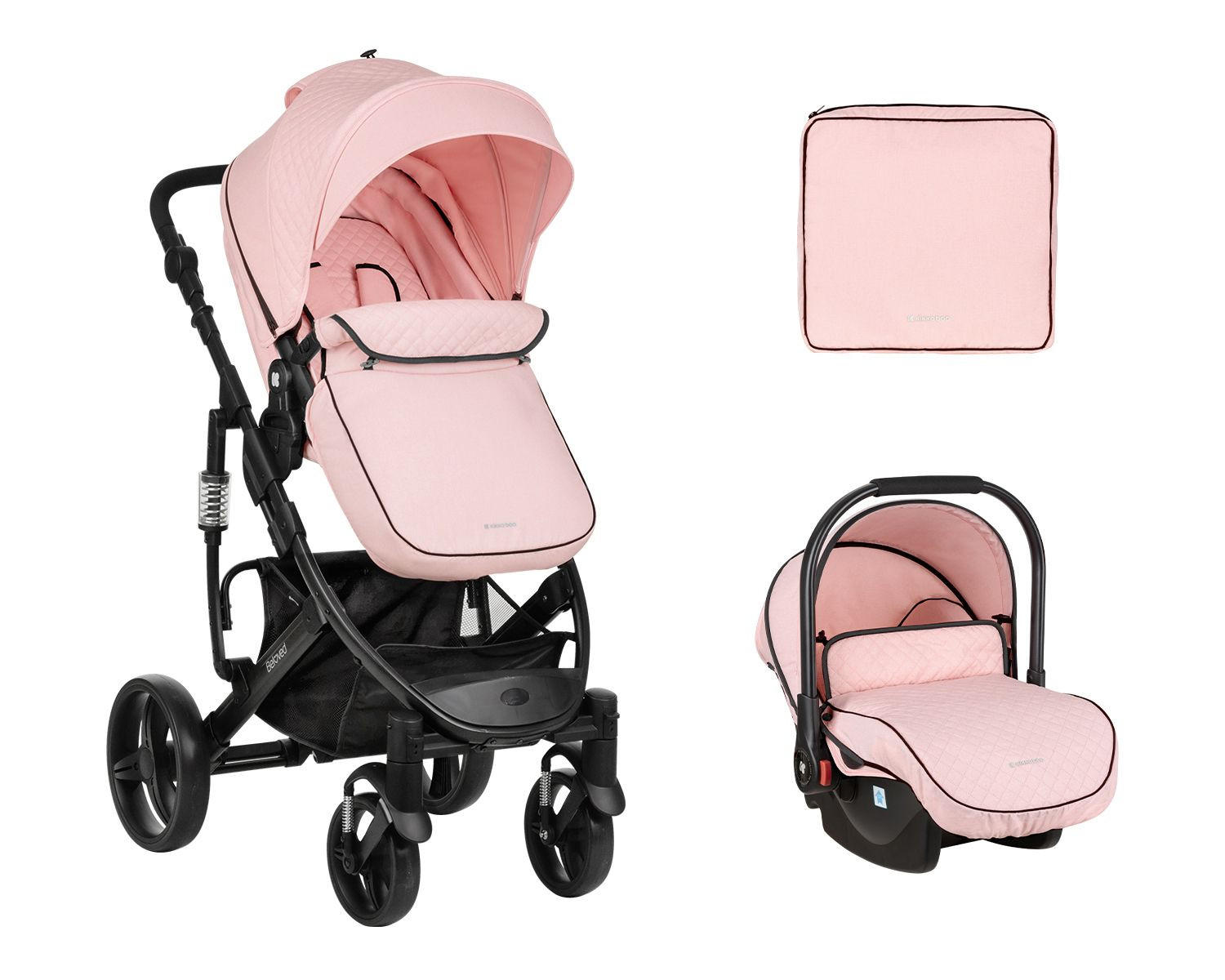 KOMBIKINDERWAGEN 3 in 1 Beloved pink Babywanne Autositz Wickeltasche faltbar - Pink, Metall (77/58.9/109cm) - Kikka boo