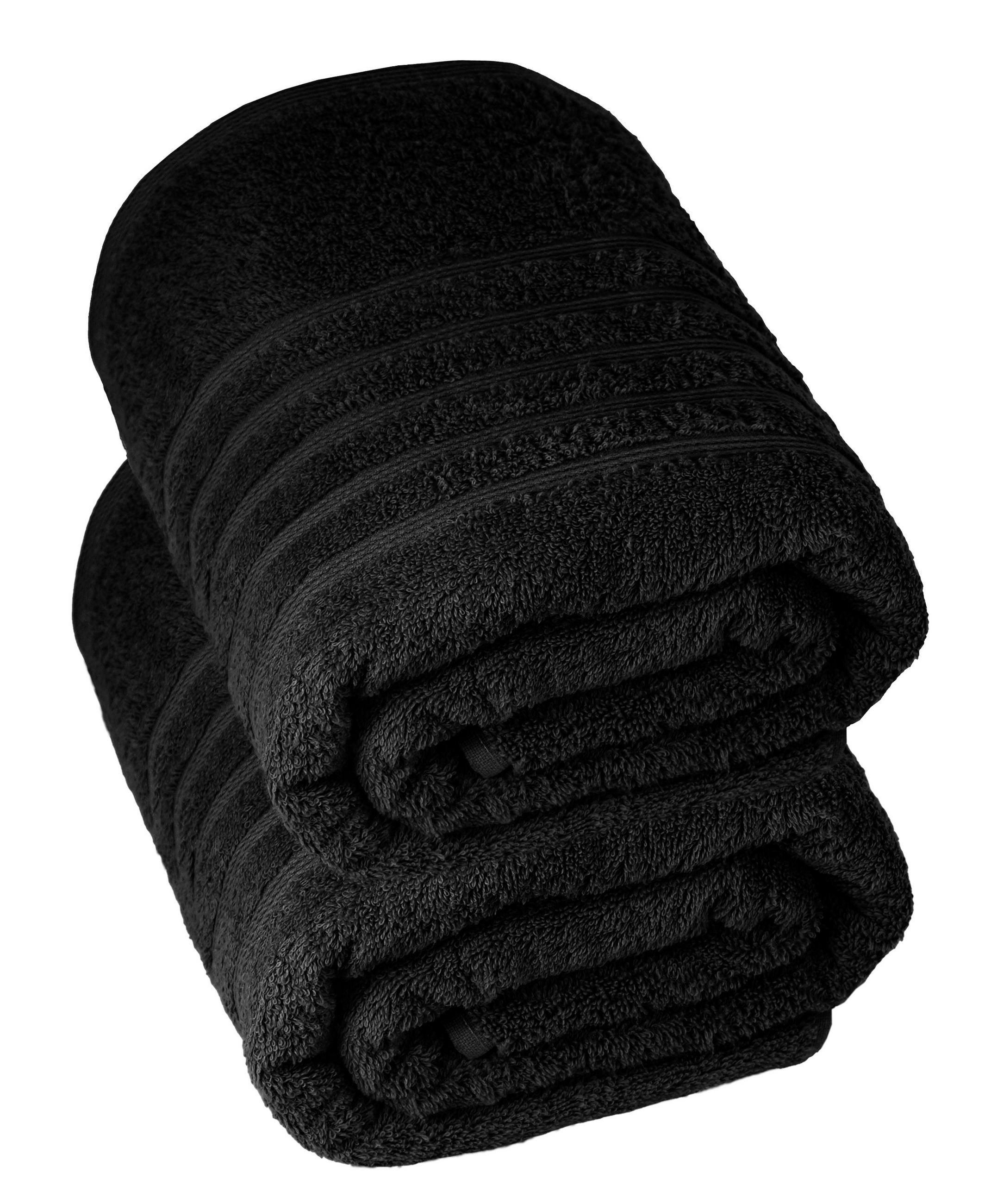 BADETUCH London Schwarz 2er Set 100x150 - Schwarz, Textil (100/150cm) - Lashuma