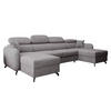 WOHNLANDSCHAFT Ribella 5 Grau 345/180/100 cm mit Schlaffunktion - Hellgrau/Schwarz, Textil/Metall (345/100/180cm) - AX Living