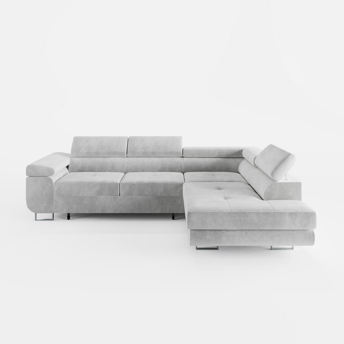ECKSOFA VEMO EDGE Rechts Dunkelblau Velour-Stoff mit Bettkasten und Schlaffunktion - Dunkelblau, Textil (270/200cm) - Barchello