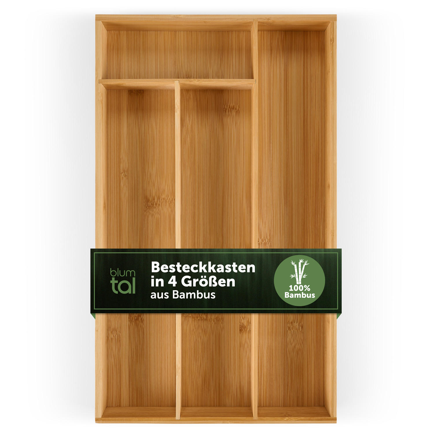 BESTECKKASTEN 27/49 cm, 4 Fächer, Bambus - Eichefarben, Holz (27/5/49cm) - Blumtal