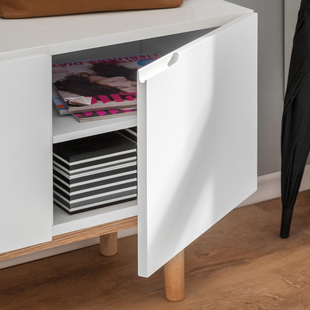 SCHUHKOMMODE - Eichefarben/Weiß, Holzwerkstoff (76/52/37cm) - home24