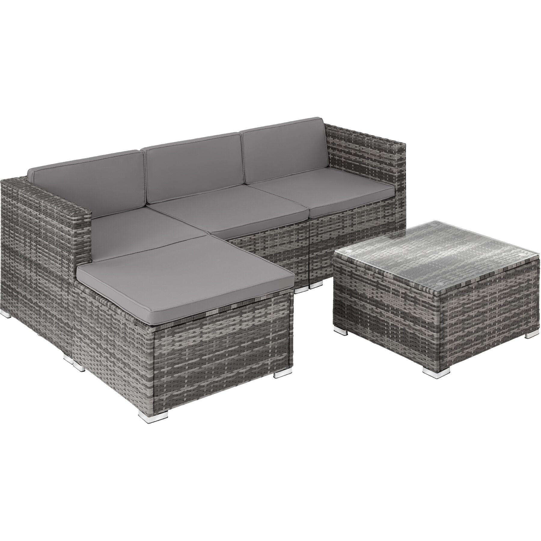 RATTANLOUNGE Lignano,variabel aufstellbar,grau - Grau, Kunststoff - tectake