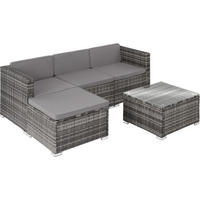 RATTANLOUNGE Lignano,variabel aufstellbar,grau - Grau, Kunststoff - tectake