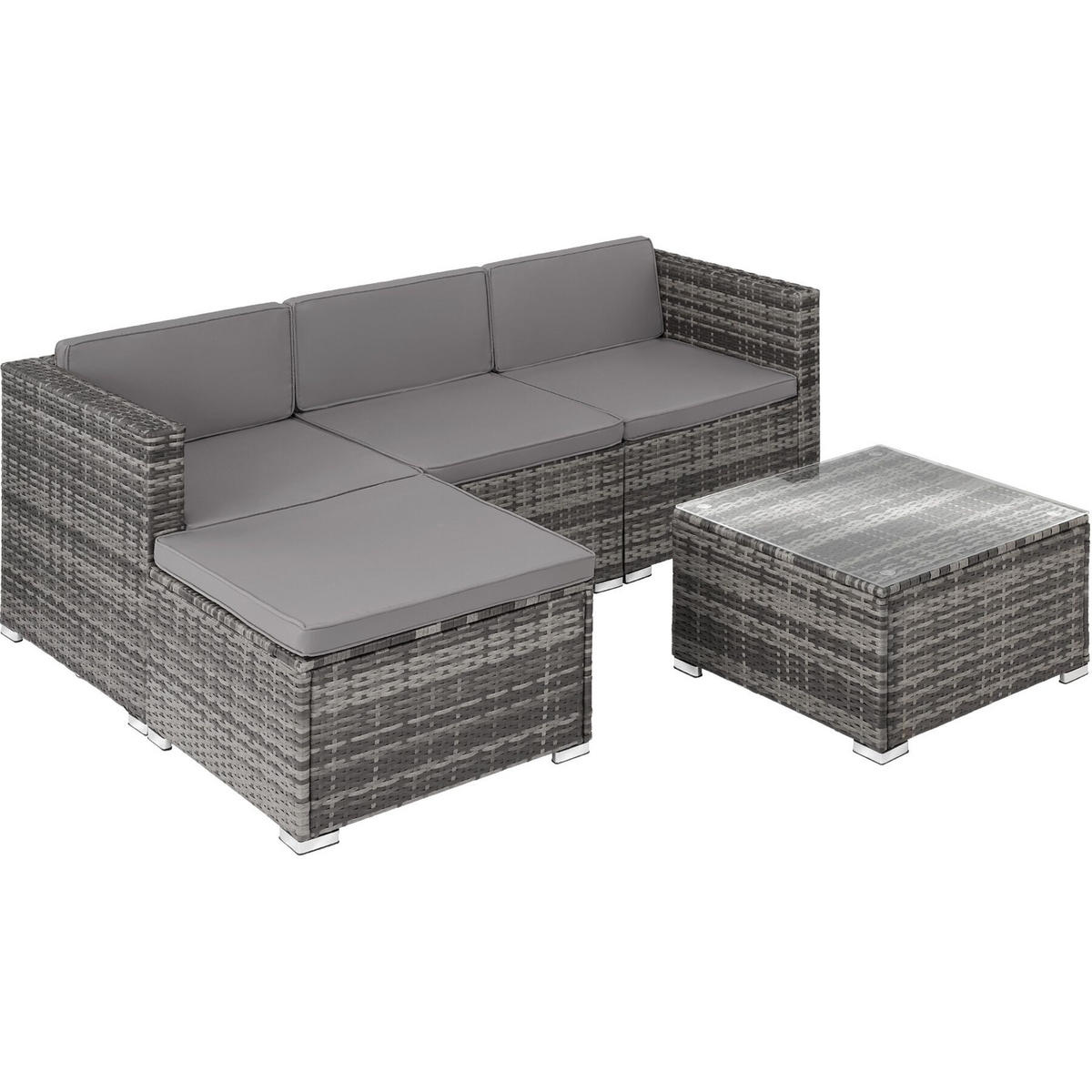 RATTANLOUNGE Lignano,variabel aufstellbar,grau - Grau, Kunststoff - tectake
