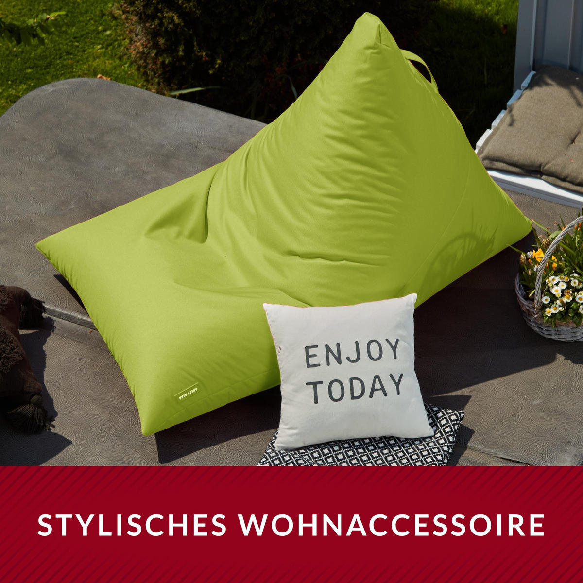 OUTDOOR SITZSACK Triangle 150x100x100cm - Grün, Textil (100/100/150cm) - Green Bean