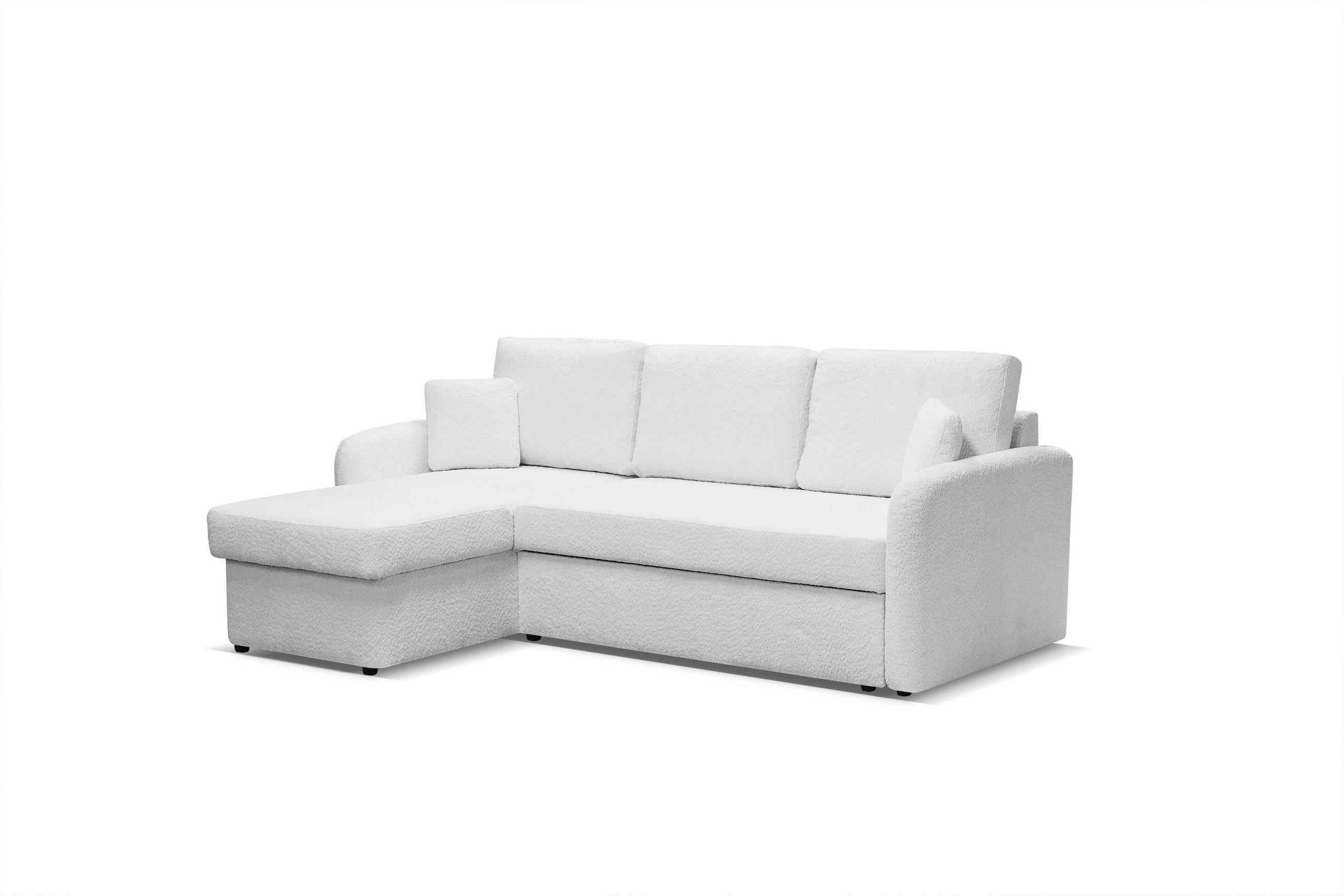 ECKSOFA BOSTON ecru mit Schlaffunktion und Bettkasten - Ecru/Schwarz, Kunststoff/Textil (227/145cm) - KS Home Concept