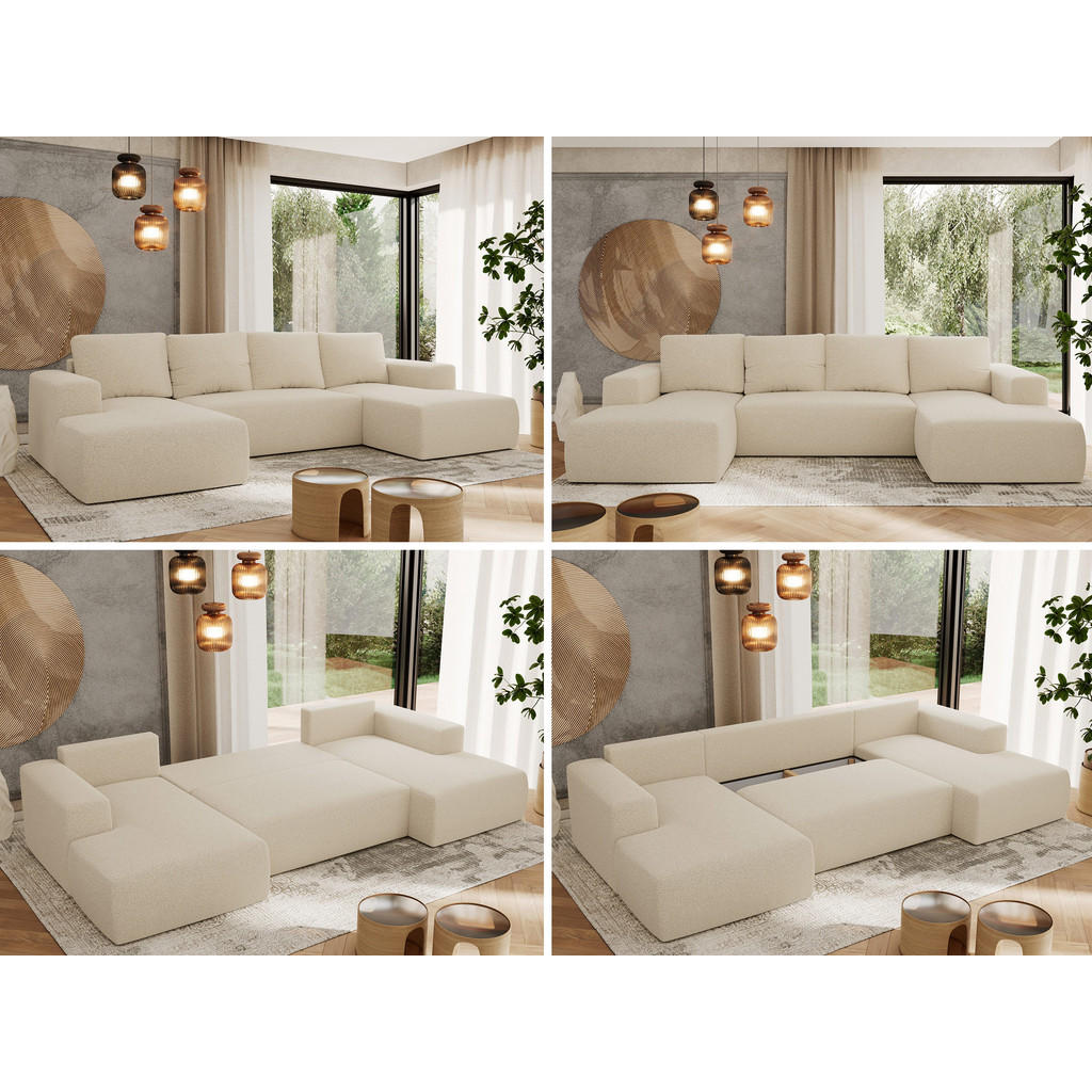 Thumbnail - MKS Wohnlandschaft, Beige, Textil, 5-Sitzer, U-Form, 334x91x163 cm, Wohnzimmer, Sofas & Couches, Wohnlandschaften, Wohnl...