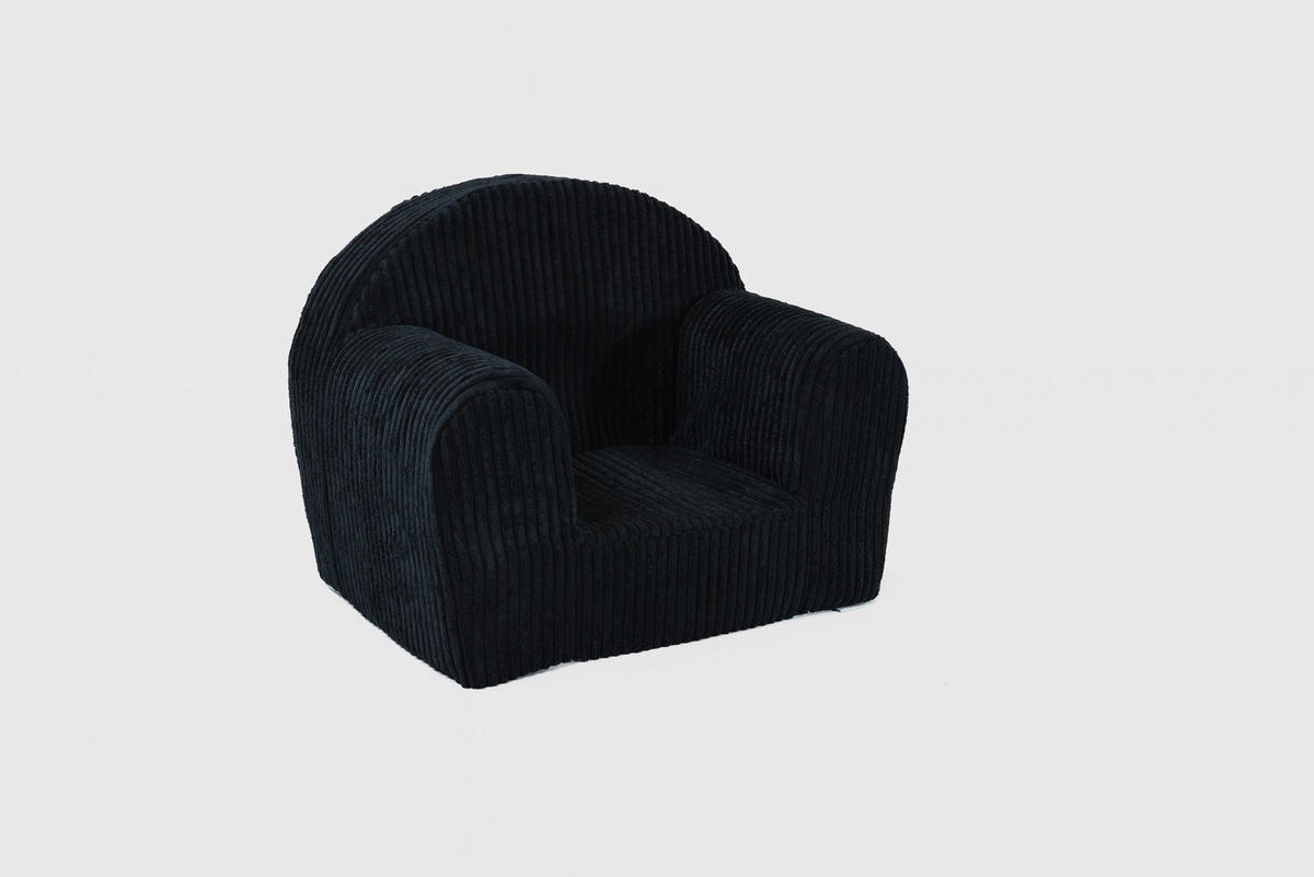 KINDERSESSEL MINI aus Kuschel-Cord in Schwarz - Schwarz, Textil (40/39/33cm) - Fortisline