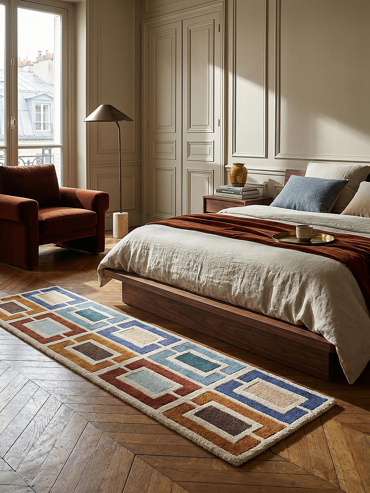 WOLLTEPPICH DERWENT, geometrisch, Blau-Bunt, 60 x 230 cm - Multicolor, Textil (60/230cm) - KADIMA DESIGN