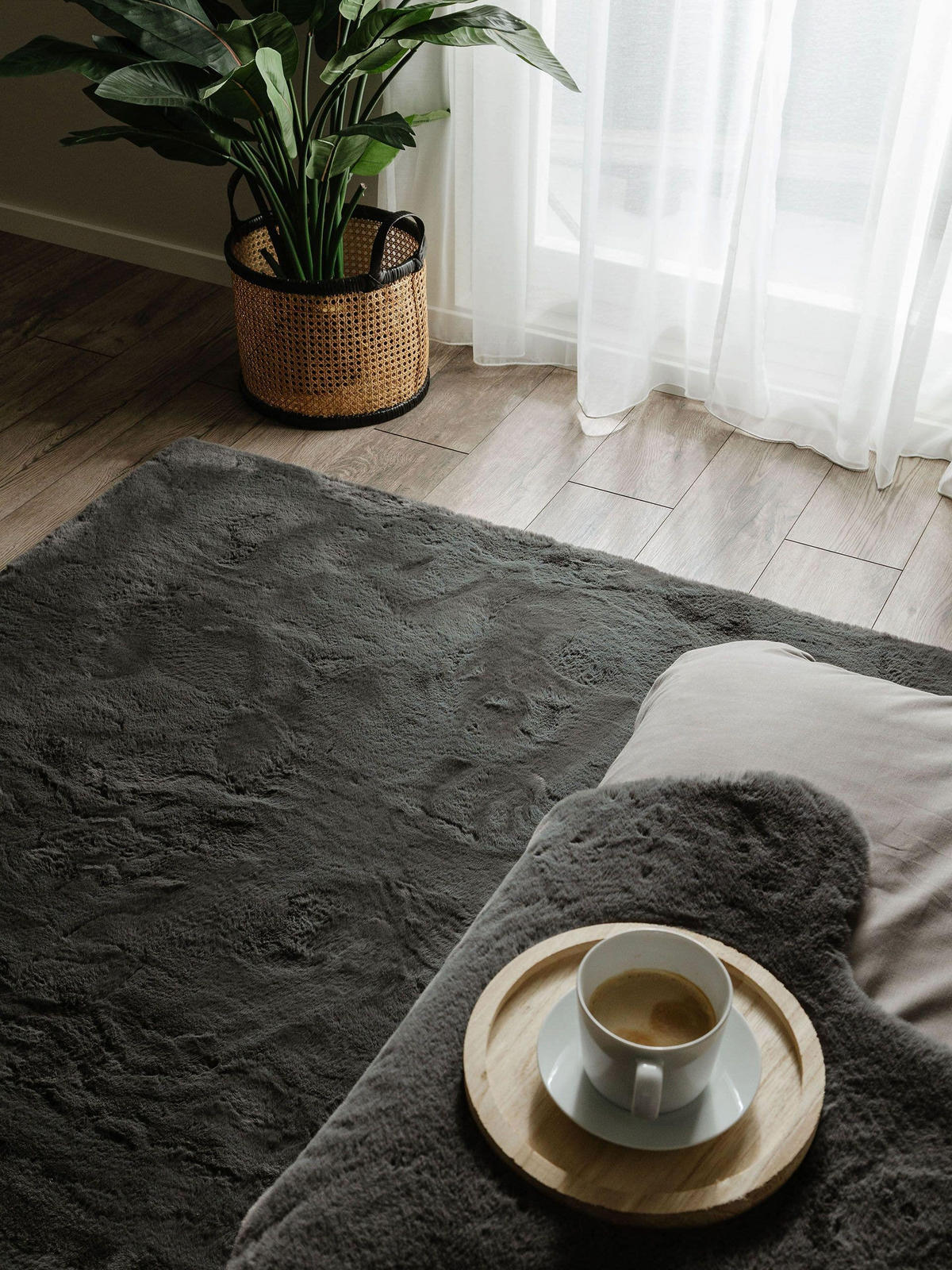KUNSTFELL-TEPPICH Dave Anthrazit 200x300 cm - Anthrazit, Textil (200/300cm) - benuta Nest