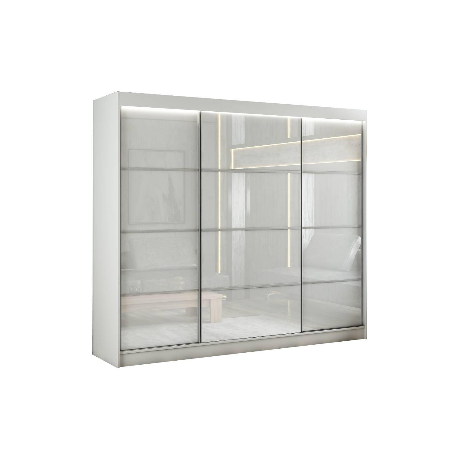 SCHIEBETÜRENSCHRANK TIPI III - Weiß, Holzwerkstoff (250/215/61cm) - Meblini