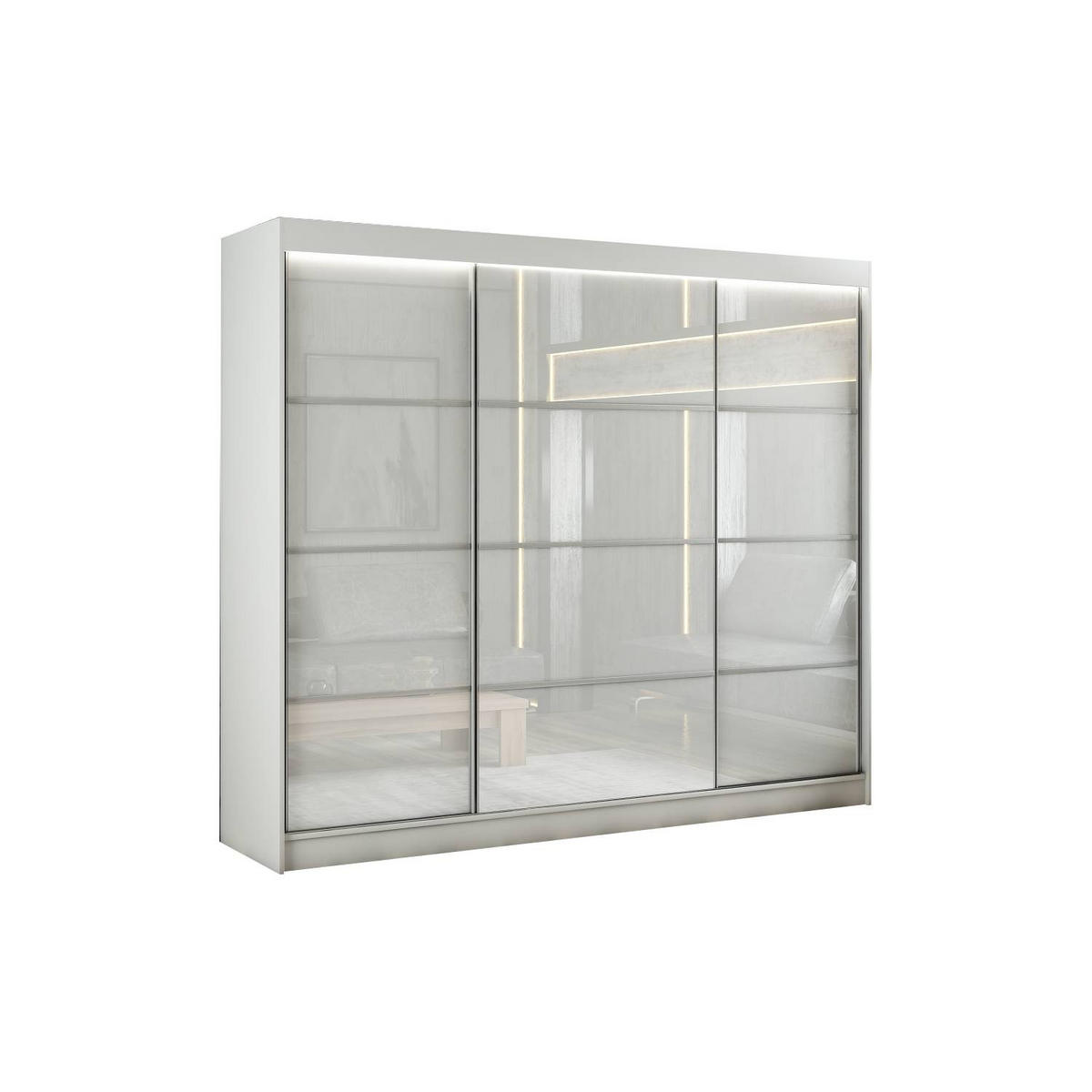 SCHIEBETÜRENSCHRANK TIPI III - Weiß, Holzwerkstoff (250/215/61cm) - Meblini