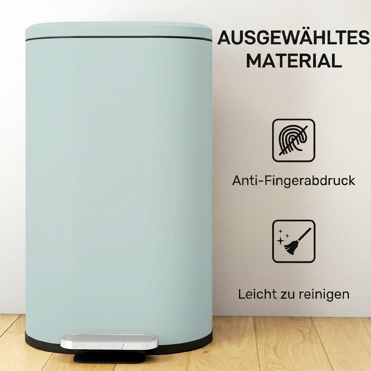MÜLLEIMER Metall Kunststoff Grün - Grün, Metall (31/61/36.5cm) - HOMCOM
