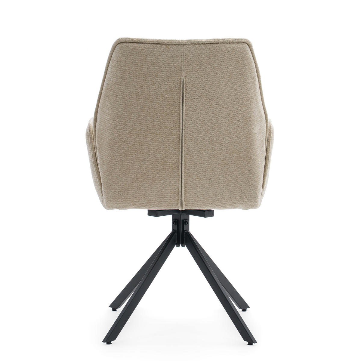 STUHL MERANO drehbar gepolsterter mit Steppung - hellbeige - Chenille - Ecru/Schwarz, Textil/Metall (58/90/61cm) - NEW HOME