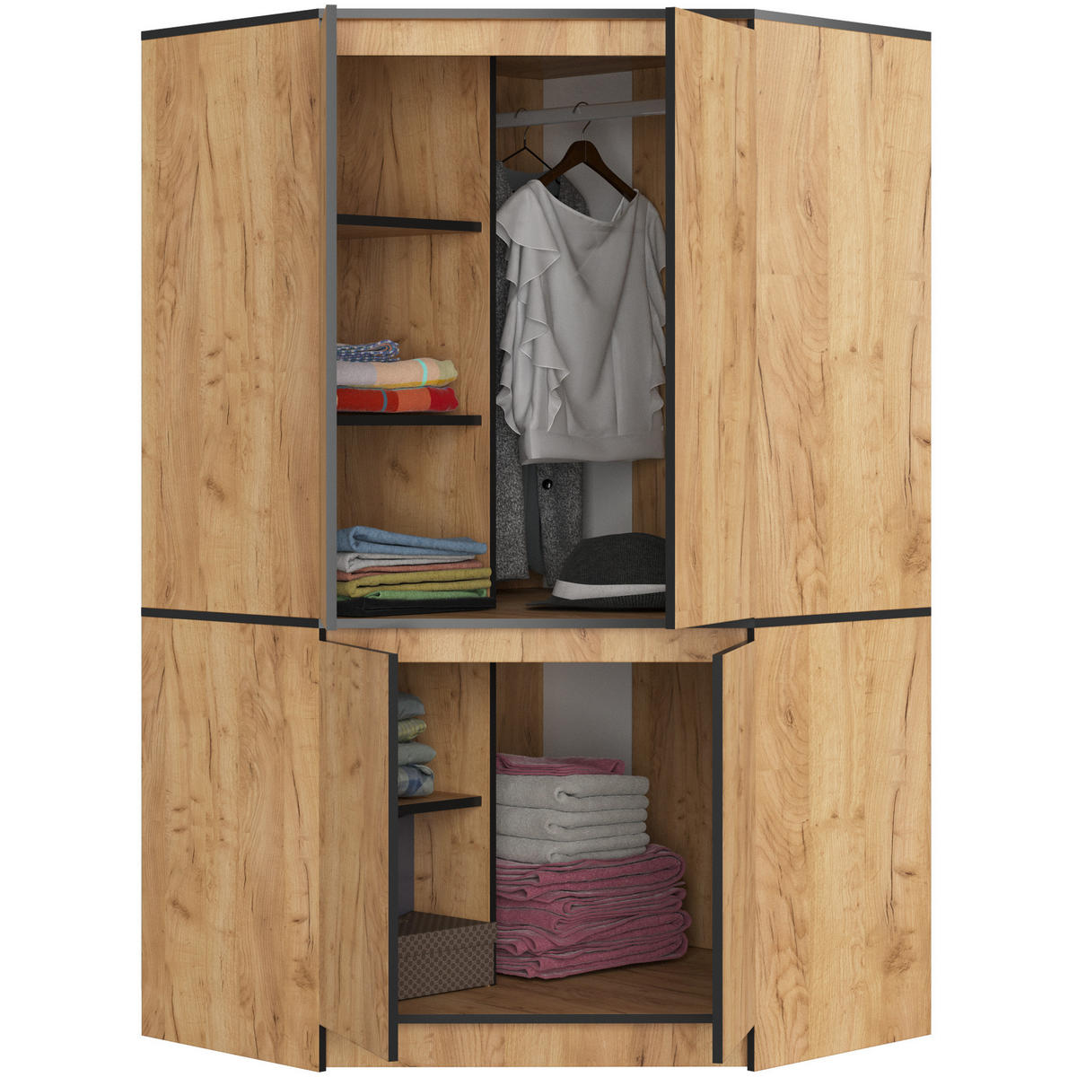 KLEIDERSCHRANK Eiche Craft 100x50x180 cm - Eichefarben, Holzwerkstoff (100/180/50cm) - Akord