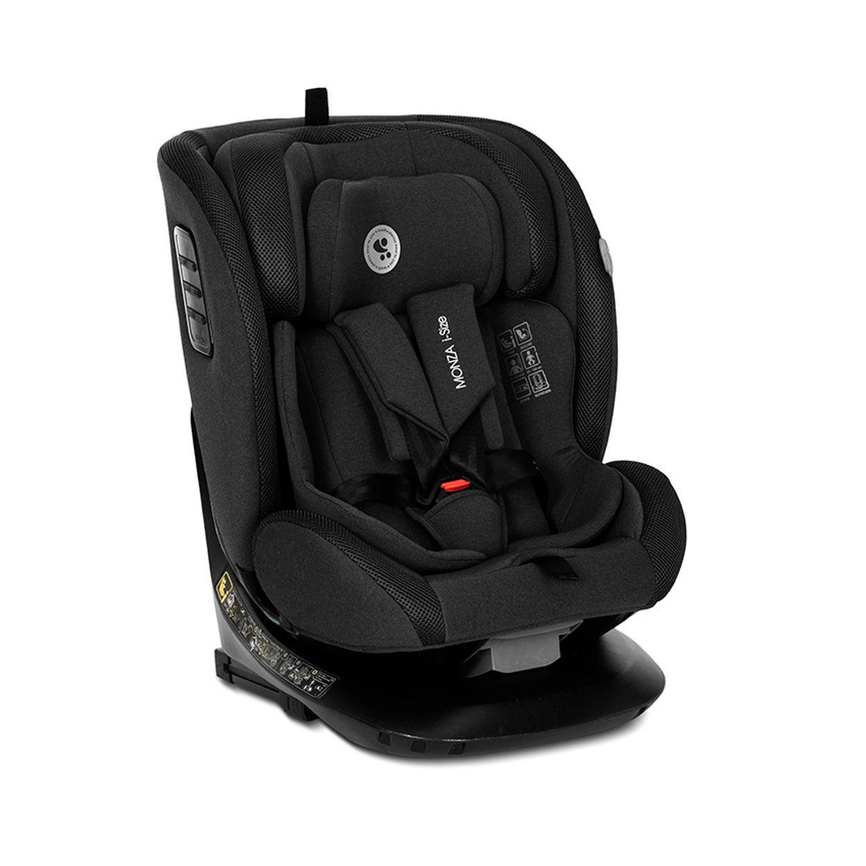 KINDERSITZ Monza i-Size schwarz (40-150cm) Isofix, Anti-Rebound-Bügel, drehbar - Schwarz, Textil (45/76/51cm) - Lorelli