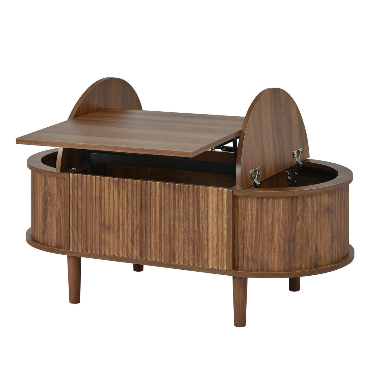 COUCHTISCH 100/48/53,5 cm mit höhenverstellbarer Tischplatte, Klappfächern und MDF-Korpus, Nussbaum - Walnussfarben, Holzwerkstoff (100/48/53.5cm) - Redom