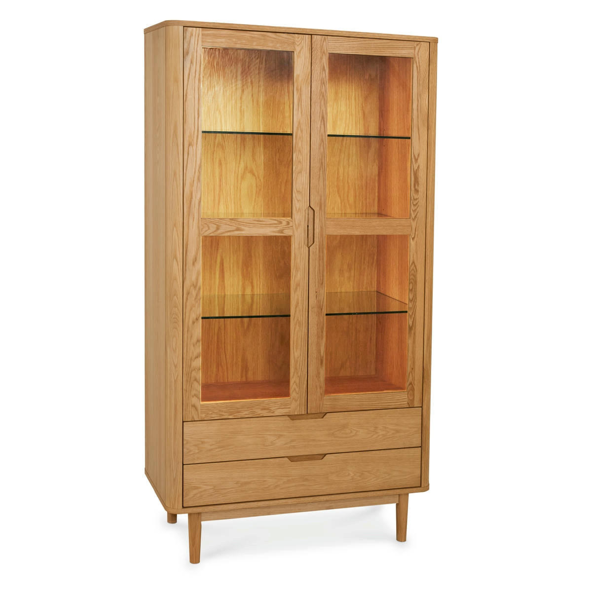 VITRINE Eiche massiv - Eichefarben/Braun, Holz/Holzwerkstoff (100/190/45cm) - Furnhouse