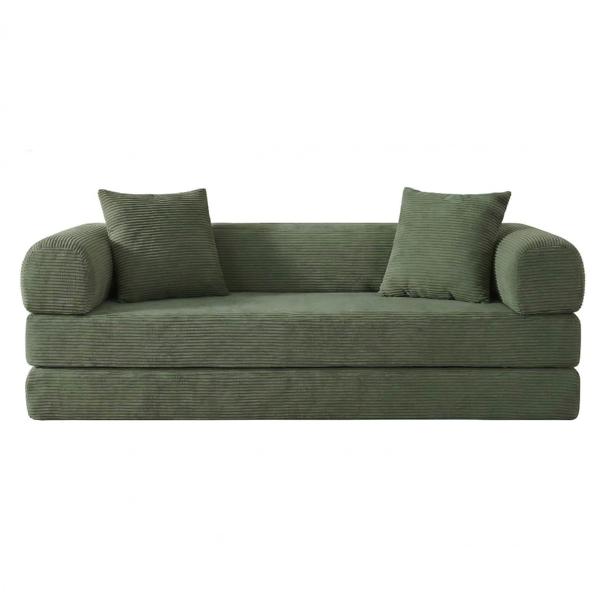 SCHLAFSOFA aus Cord in Grün 2-in-1 Funktion & zum Gästebett klappbar - Grün, Textil (89/59/195cm) - Urban Meuble