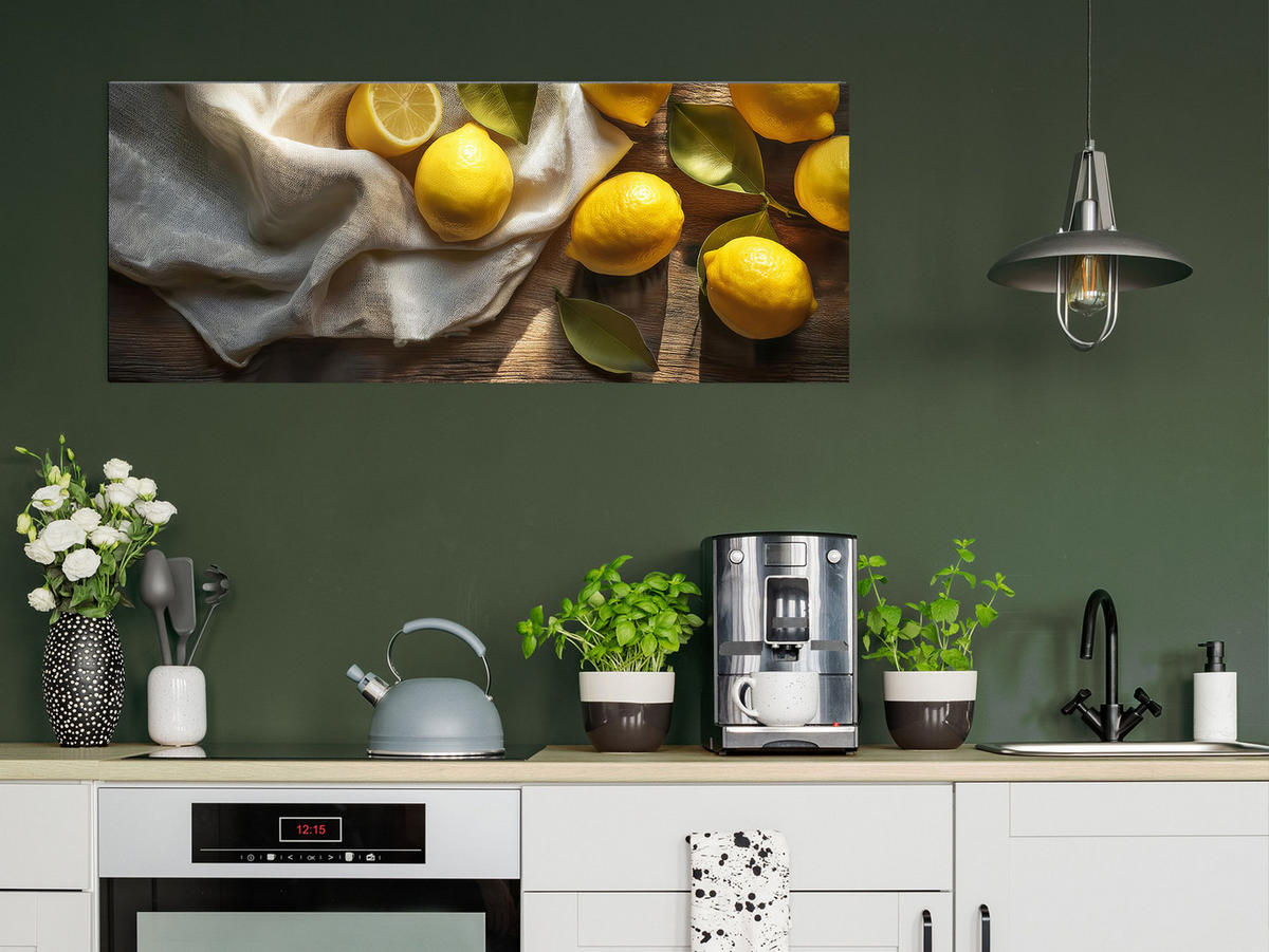 GLASBILD 125x50 cm Bild Küche Zitronen - Gelb, Glas (125/50cm) - artissimo
