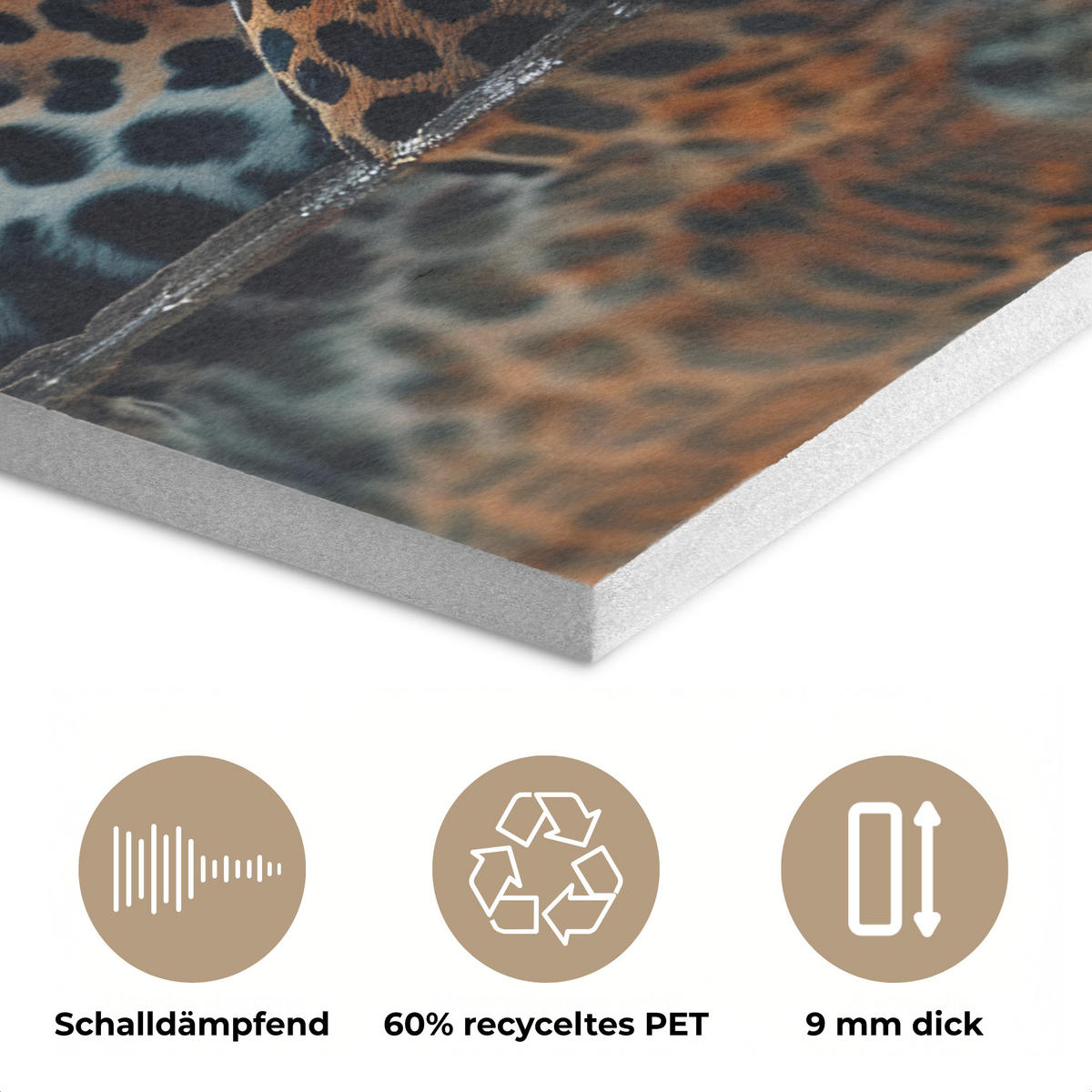 AKUSTIKPANEEL Natur - Leopard - Tier - Sonnenuntergang - Modern 90x90 cm - Orange, Textil (90/0.9/90cm) - MuchoWow