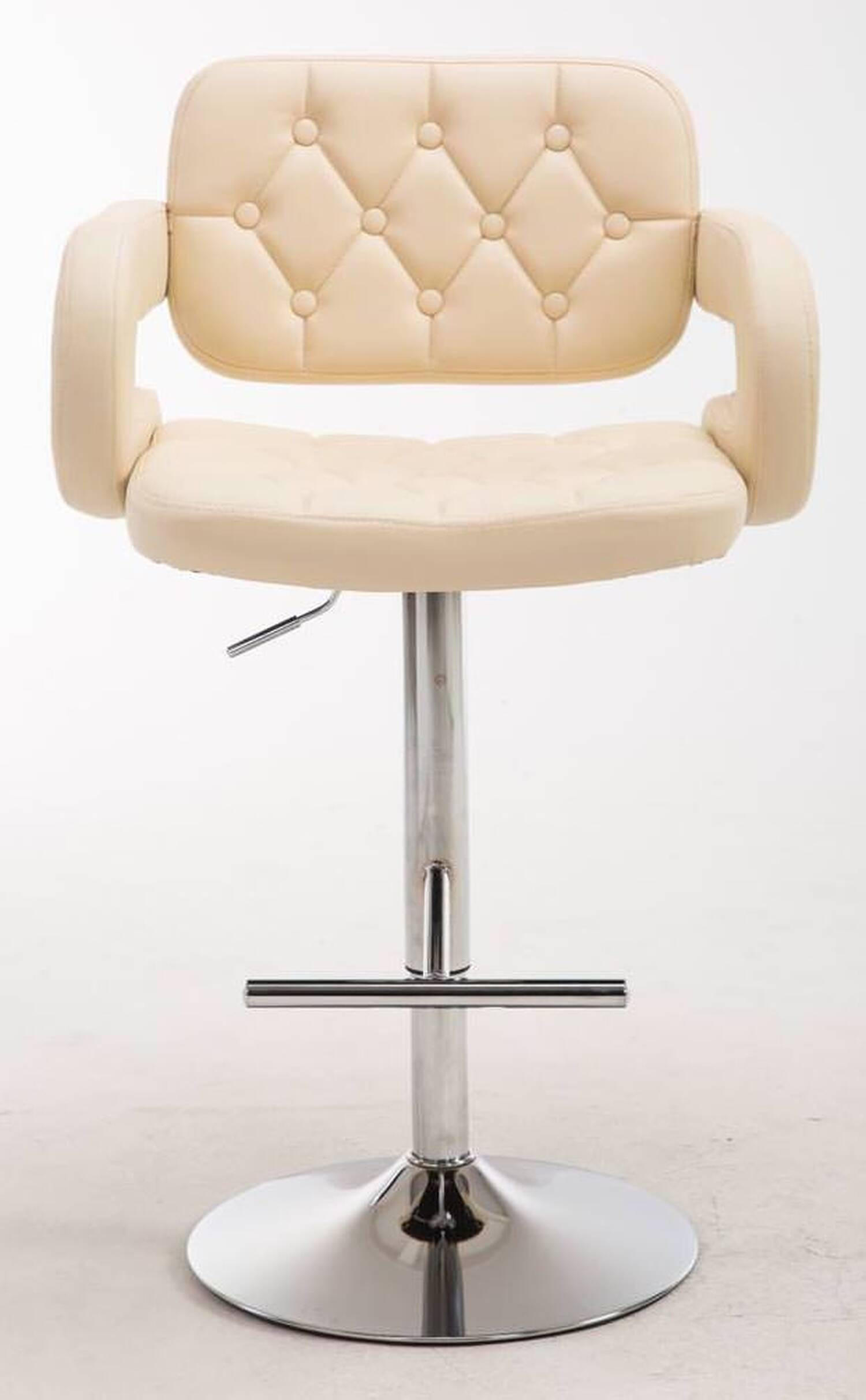 BARHOCKER Dubai, 2er Set, Gestell Metall in Chromoptik, Kunstleder Creme - Chromfarben/Creme, Kunststoff/Textil (52/100/55cm) - TPFLiving