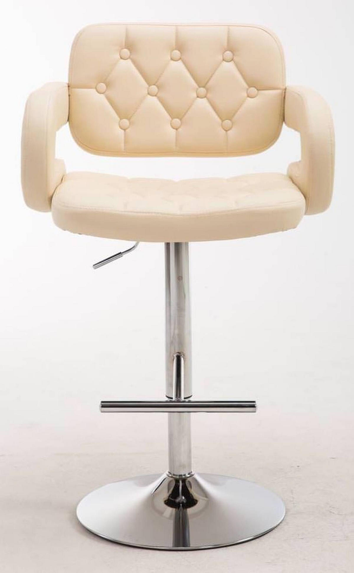 BARHOCKER Dubai, 2er Set, Gestell Metall in Chromoptik, Kunstleder Creme - Chromfarben/Creme, Kunststoff/Textil (52/100/55cm) - TPFLiving