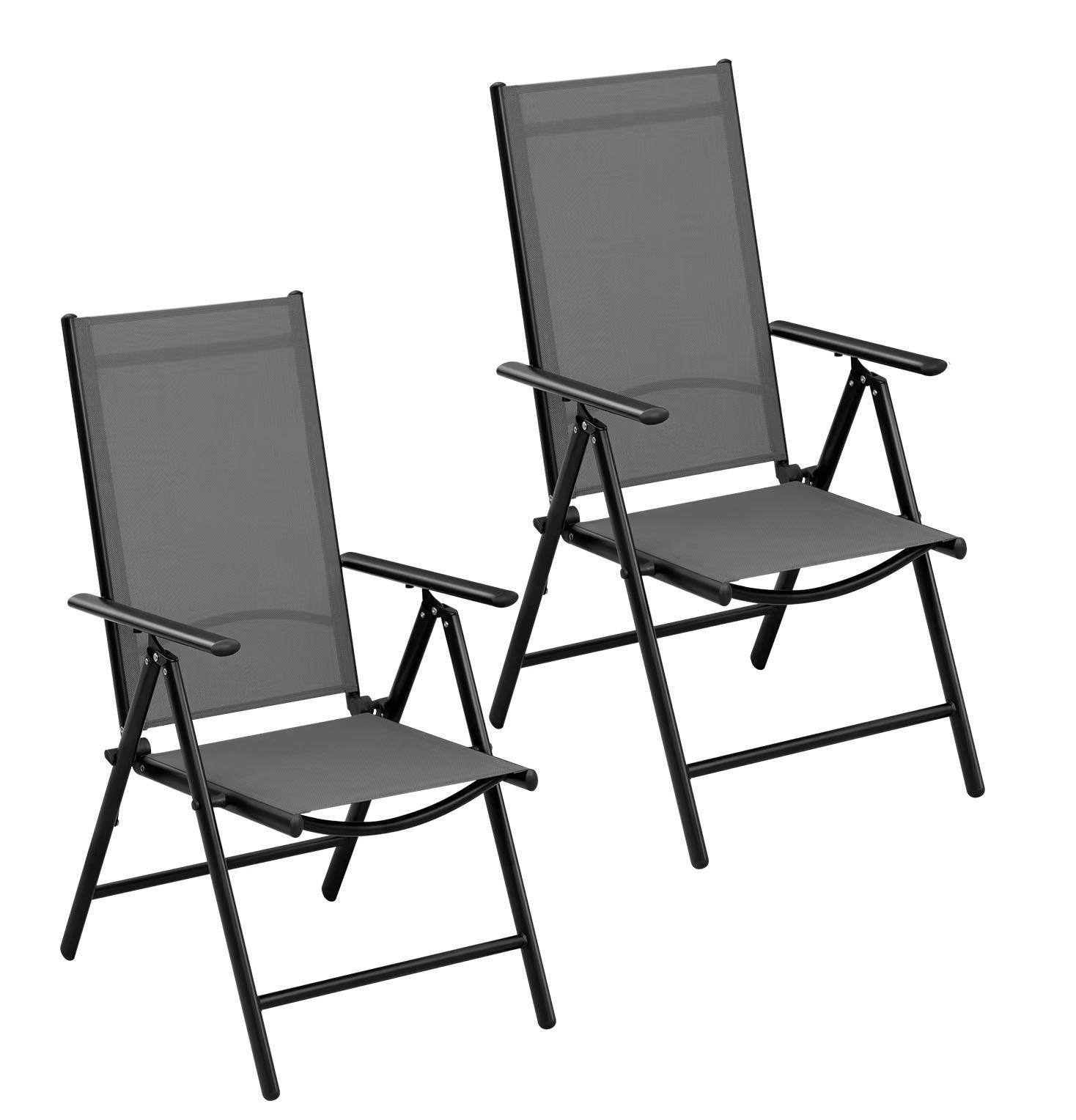 GARTENSTÜHLE, 2er-Set, klappbar, grau - Schwarz/Grau, Metall (48/67cm) - CLTYQ