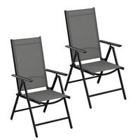 GARTENSTÜHLE, 2er-Set, klappbar, grau - Schwarz/Grau, Metall (48/67cm) - CLTYQ