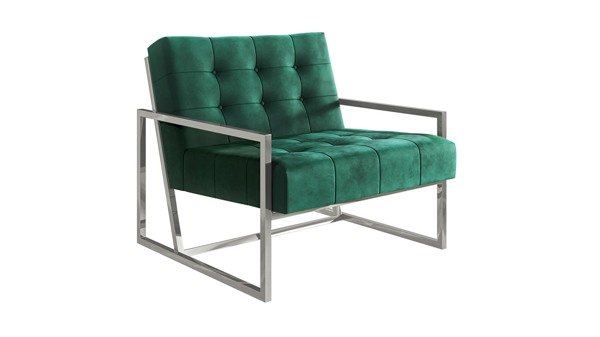 LOUNGESESSEL Duban Grün Samtstoff - Smaragdgrün/Silberfarben, Holz/Textil (84/81/89cm) - S-Style Möbel