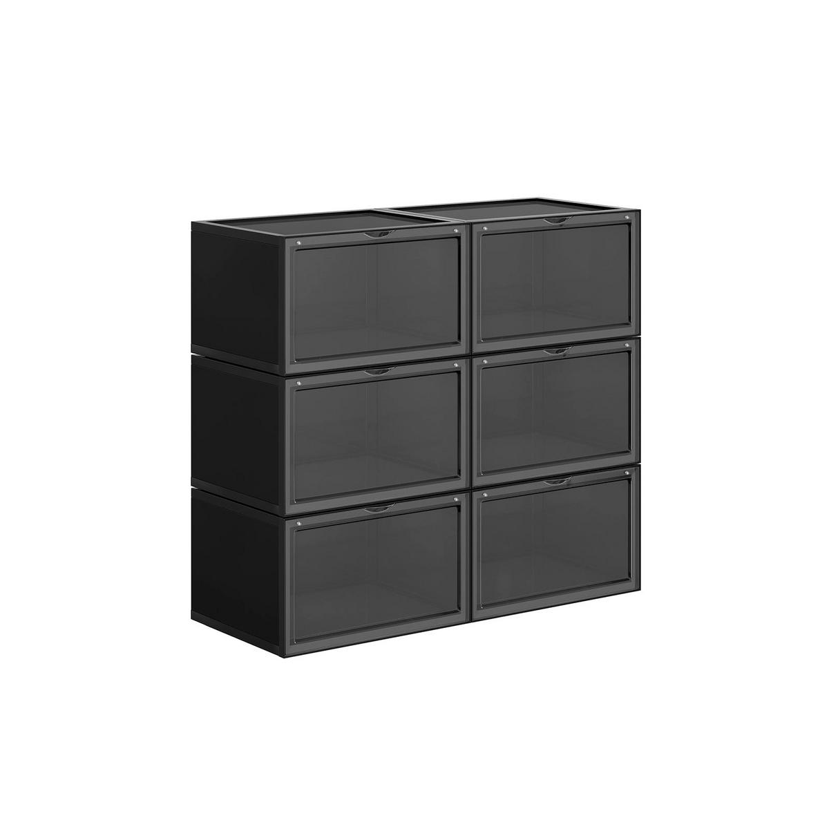 SCHUHBOX SCHUHORGANIZER 6ER-SET - Schwarz, Kunststoff (28/36cm) - Hansiro