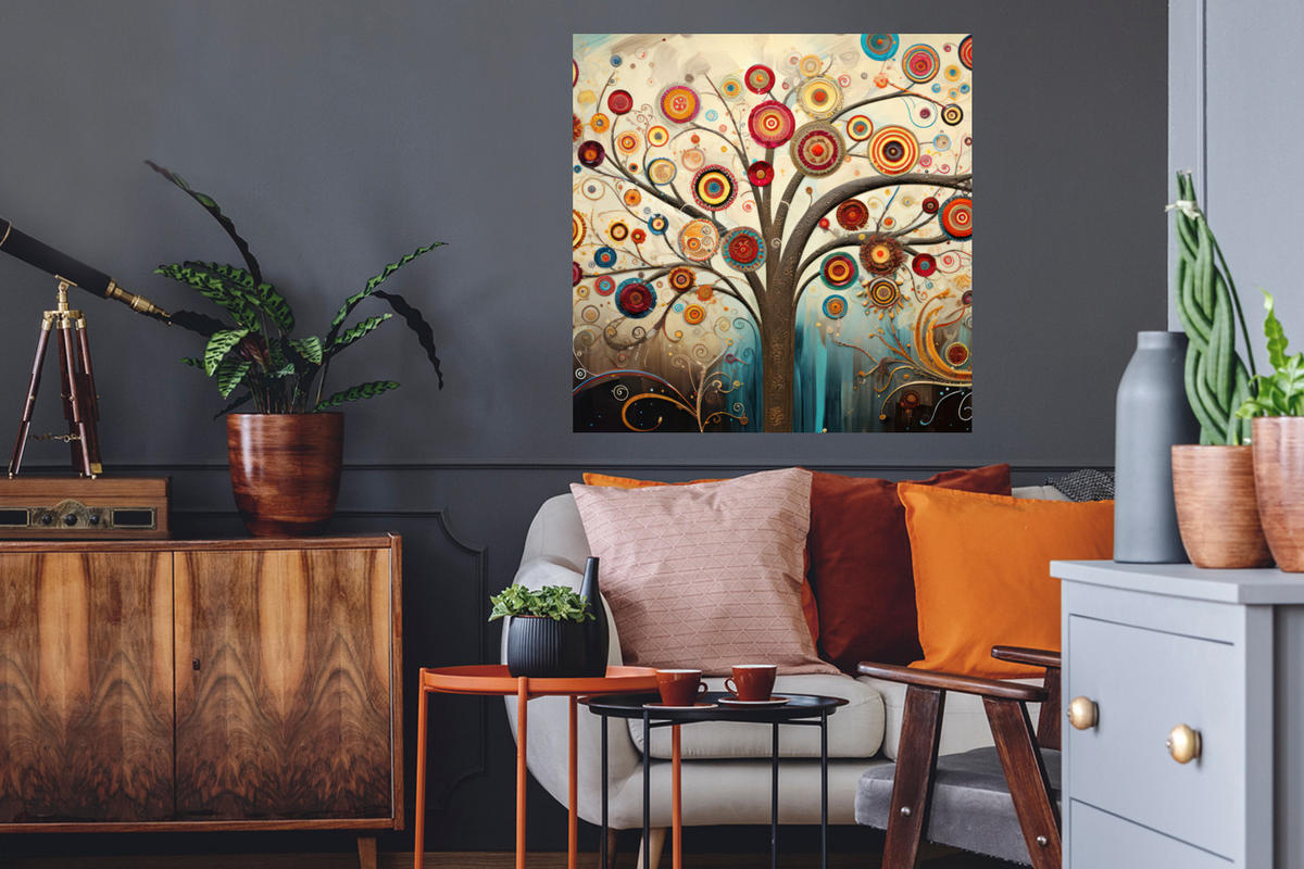 WANDTATTOO Baum - Baum des Lebens - Farbe 50x50 cm - Braun, Kunststoff (50/50/0.1cm) - MuchoWow