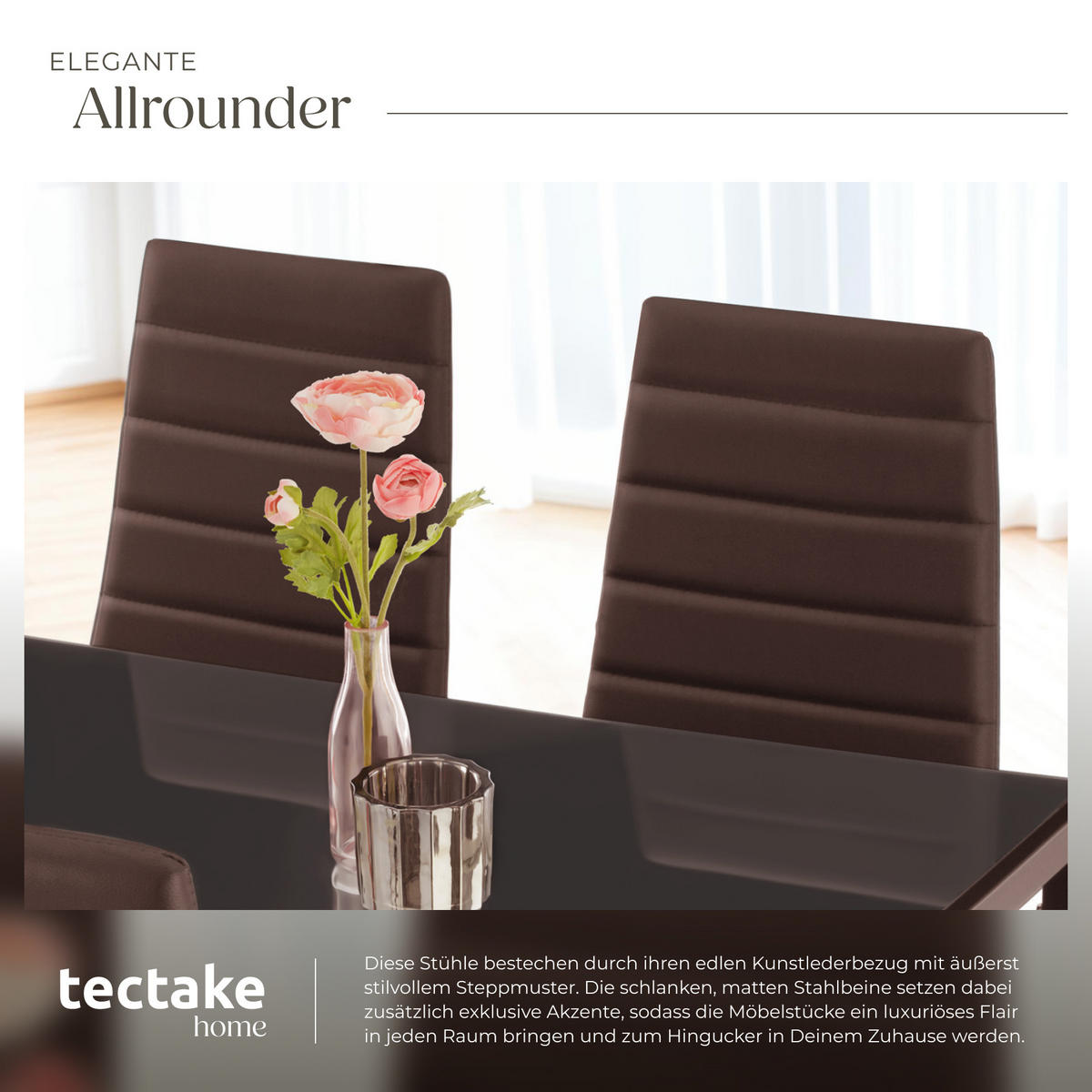 ESSZIMMERSTUHL 6er Set Thomas 41 x 45 x 98 5 cm cappuccino - Cappuccino, Textil (48/98.5/45cm) - tectake