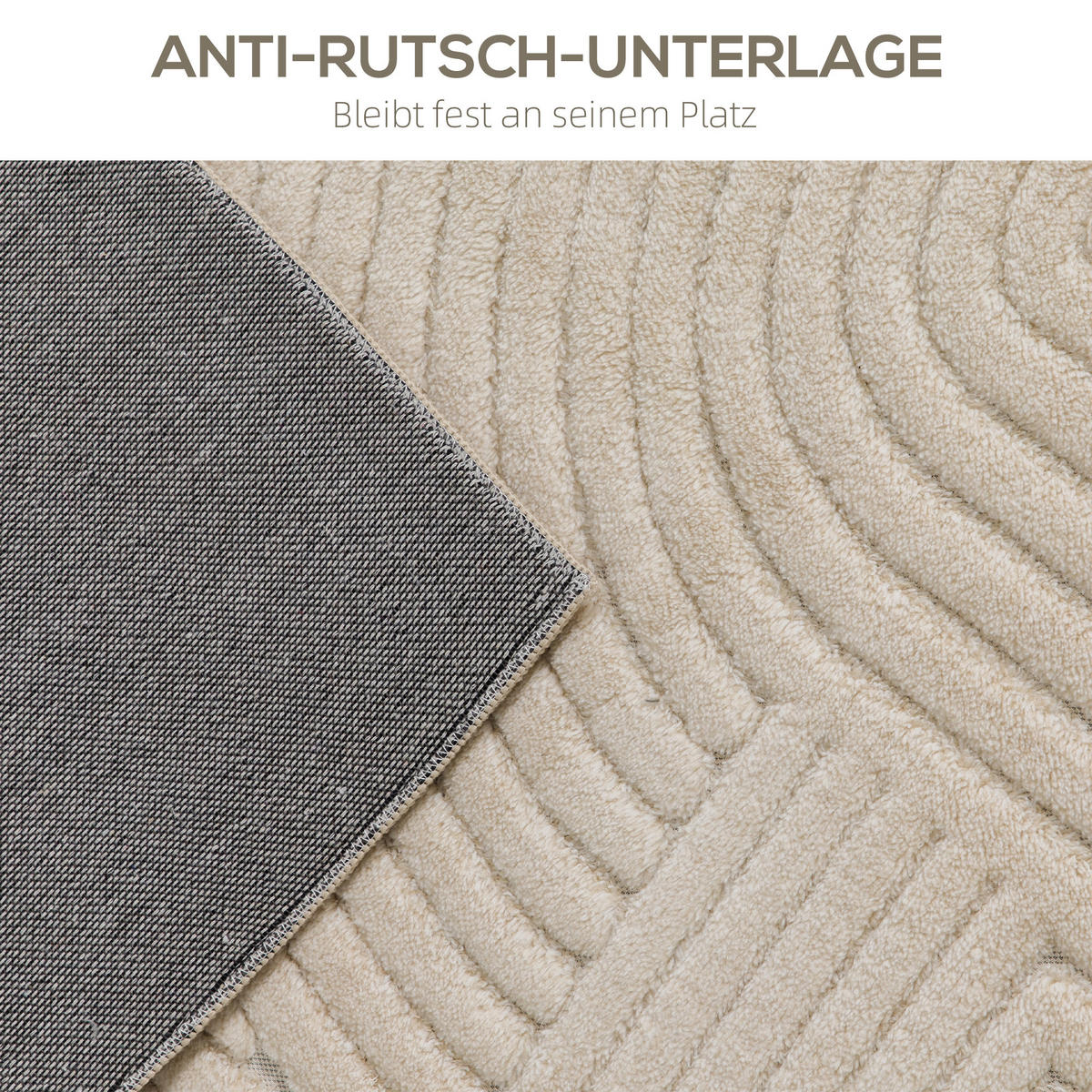 TEPPICH Anti-Rutsch Geometrisch Hochflor Wohnzimmerteppich mit Modern-Design - Creme, Textil (140/200cm) - HOMCOM