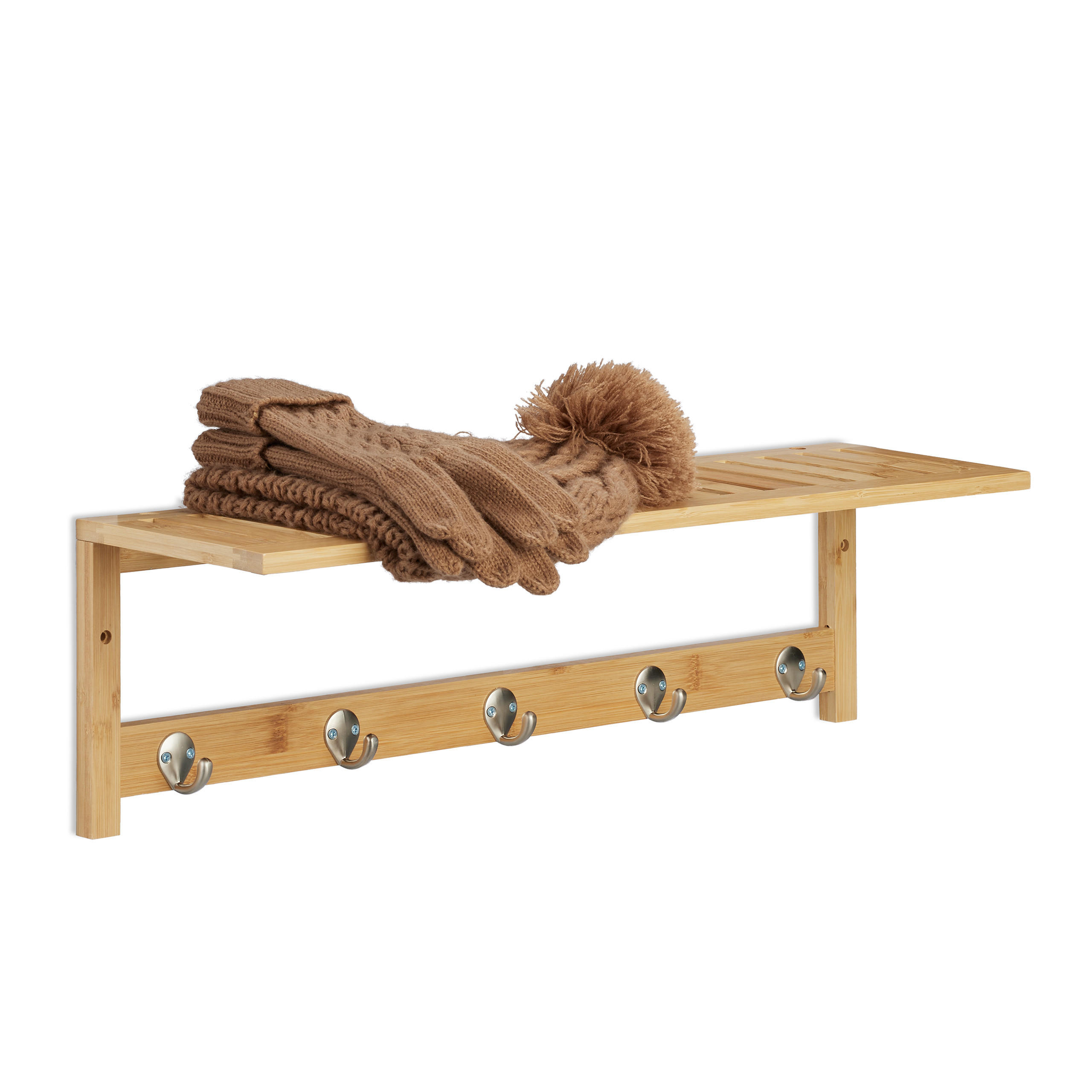 WANDREGAL - Hellbraun, Holz/Metall (62/18/16cm) - Relaxdays