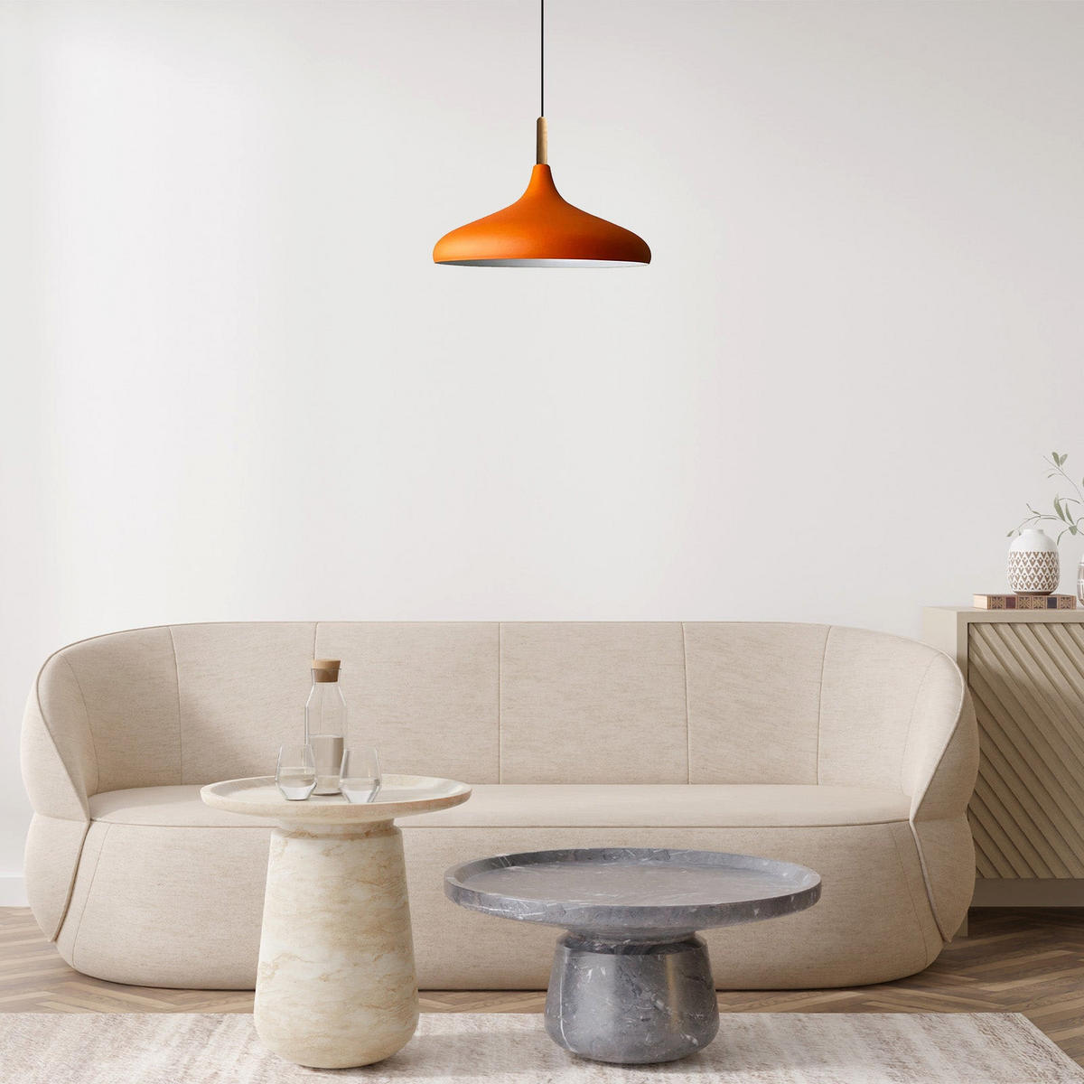 PENDELLEUCHTE Champion aus Holz 35/30 cm - Orange, Metall (30/35/30cm) - Bamyum