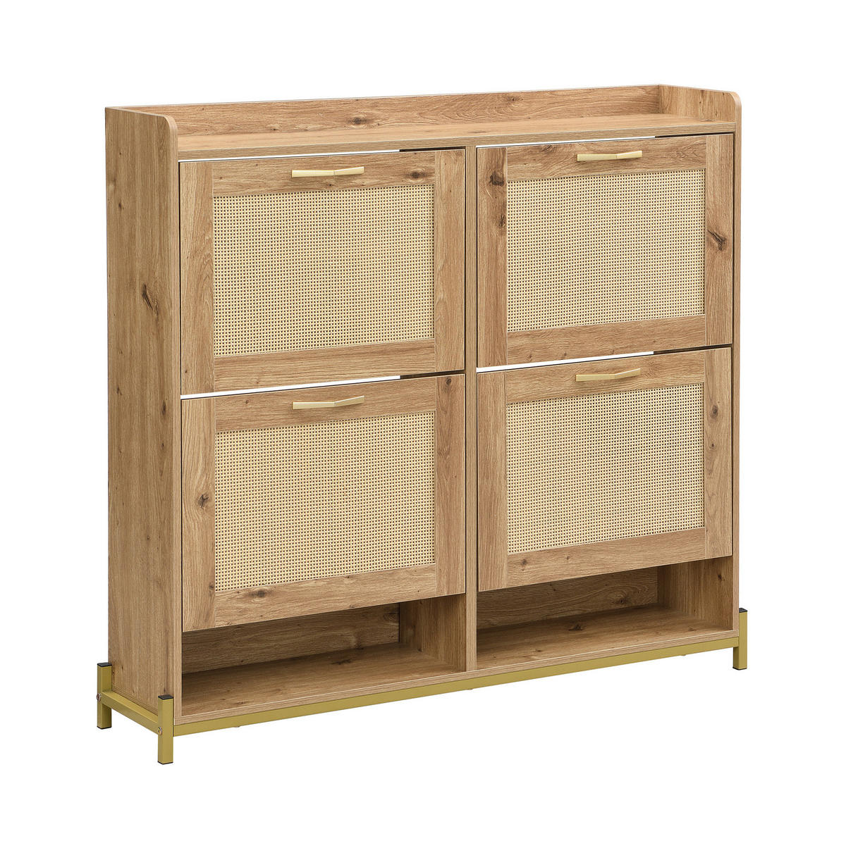 SCHUHSCHRANK 108,5/24/100 cm mit oberer Ablage und Metallgestell aus MDF, Holzfarbe - Naturfarben, Holzwerkstoff (108.5/100/24cm) - Redom